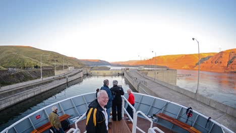 time lapse of traveling on a ship through the locks of the little goose dam on the snake river near walla walla washington