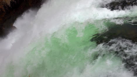 close-up of water flowing over the brink of yellowstone river's upper falls