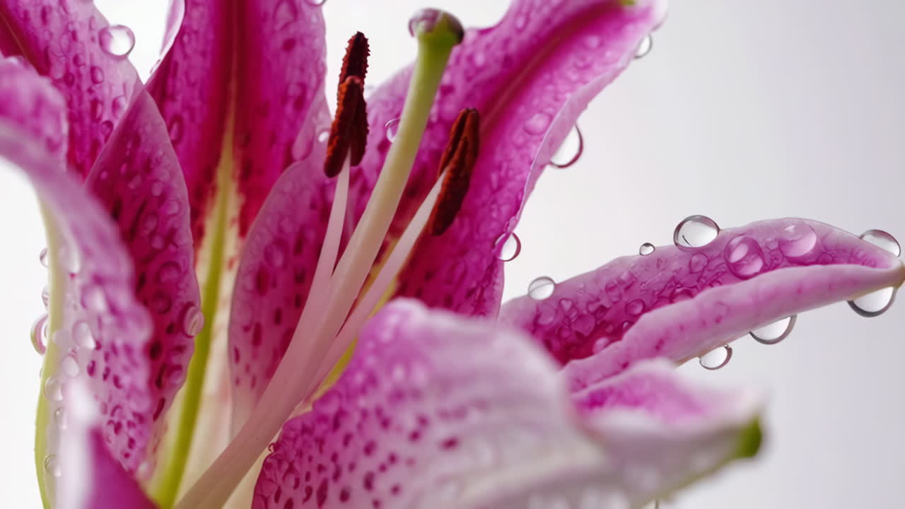 Close-up of a Pink Lily with Water Droplets
