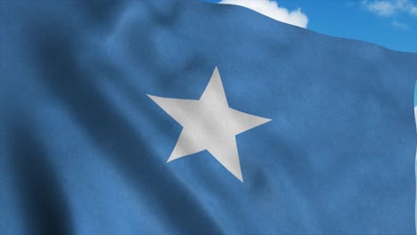 somalia flag waving in the wind, blue sky background. 4k