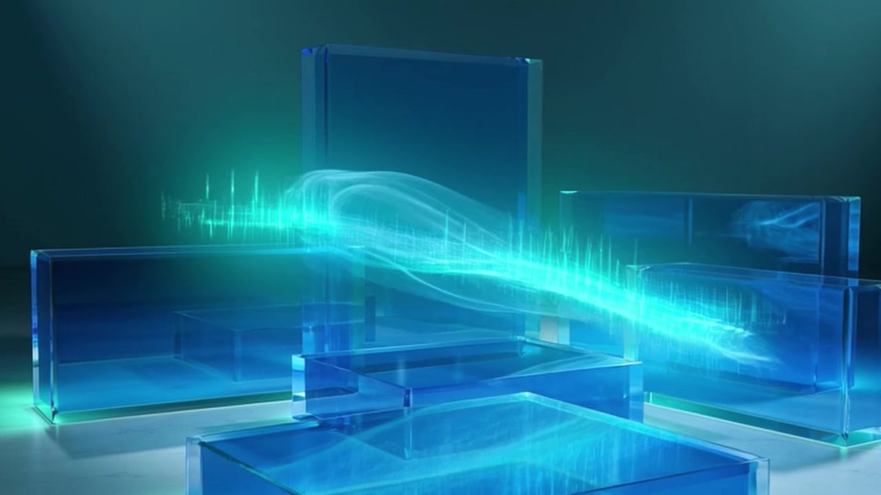 Abstract Digital Waveform Animation Over Glass Platforms