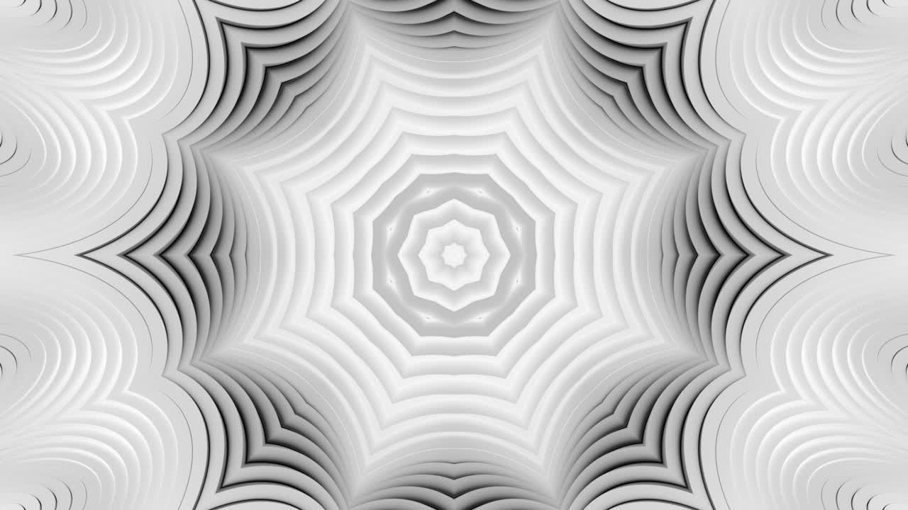 White and black abstract background with circular design. Kaleidoscope VJ loop
