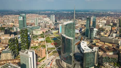 día soleado ciudad de milán centro moderno panorama aéreo 4k lapso de tiempo italia
