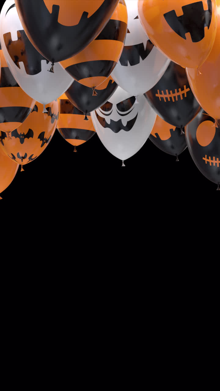 Loop di palloncini di Halloween che colpiscono il soffitto con canale alfa