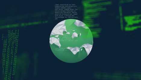 digital animation of globe against data processing on blue background