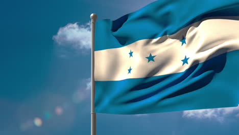 Honduras-Nationalflagge-Weht-Am-Fahnenmast