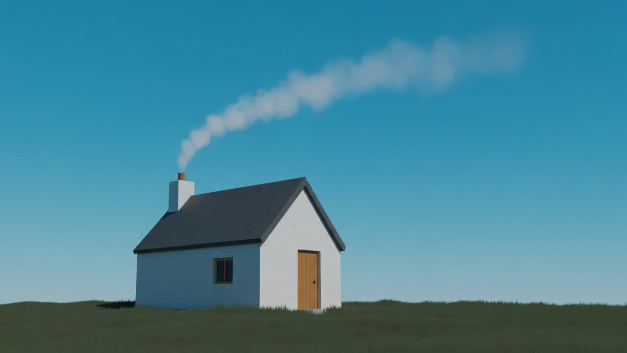 house,smoke,chimney,blue,sky,grass,field,peace,tranquility,home,nature,outdoors,rural,landscape,warming,cozy,small,building,architecture,scene,idyllic,country,daylight,view,environment,serenity,clean,fresh,cloud,situation,relaxation,solitude,comfort,details,beauty,brightness,escape,repose,scenery