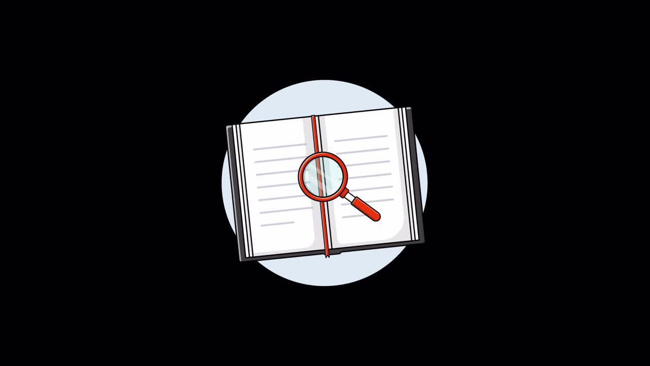Animated Magnifying Glass Searching Through an Open Book
