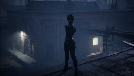 woman in the style of cyberpunk and postapocalypse