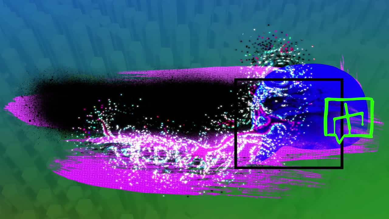 animación de formas abstractas coloridas en textura verde y azul