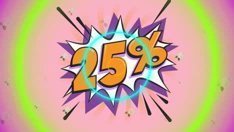 animación de círculos que se mueven sobre el 25 por ciento del texto