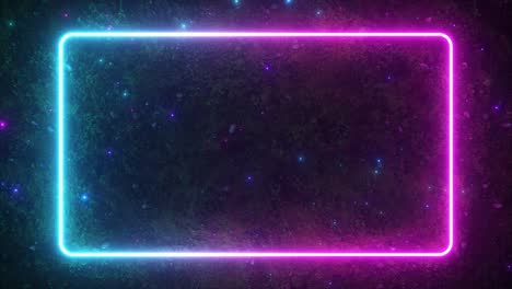 rectangular neon shimmering luminous form on the background of a dirt forest surface. the spectrum of modern ultraviolet fluorescent light. seamless loop 4k 3d render