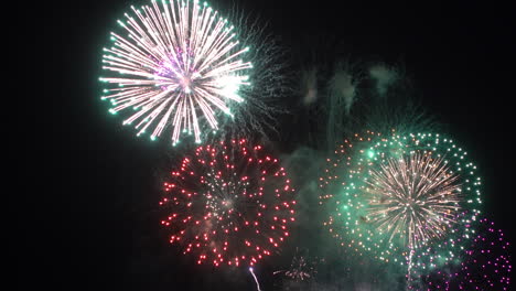 exhibición de fuegos artificiales en la noche en el fondo del cielo