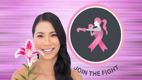 Animation-Des-Pink-Ribbon-Logos-Mit-„Join-The-Fight“-Text-über-Junge-Frau