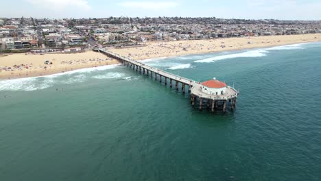 aerial view of manhattan beach pier in los