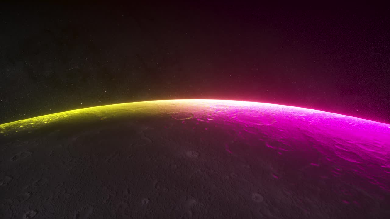 Neon Glowing Planet Sunrise in Space
