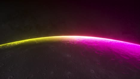 planeta brillante de neón amanecer en el espacio
