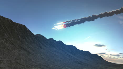 meteor shower over mountain range