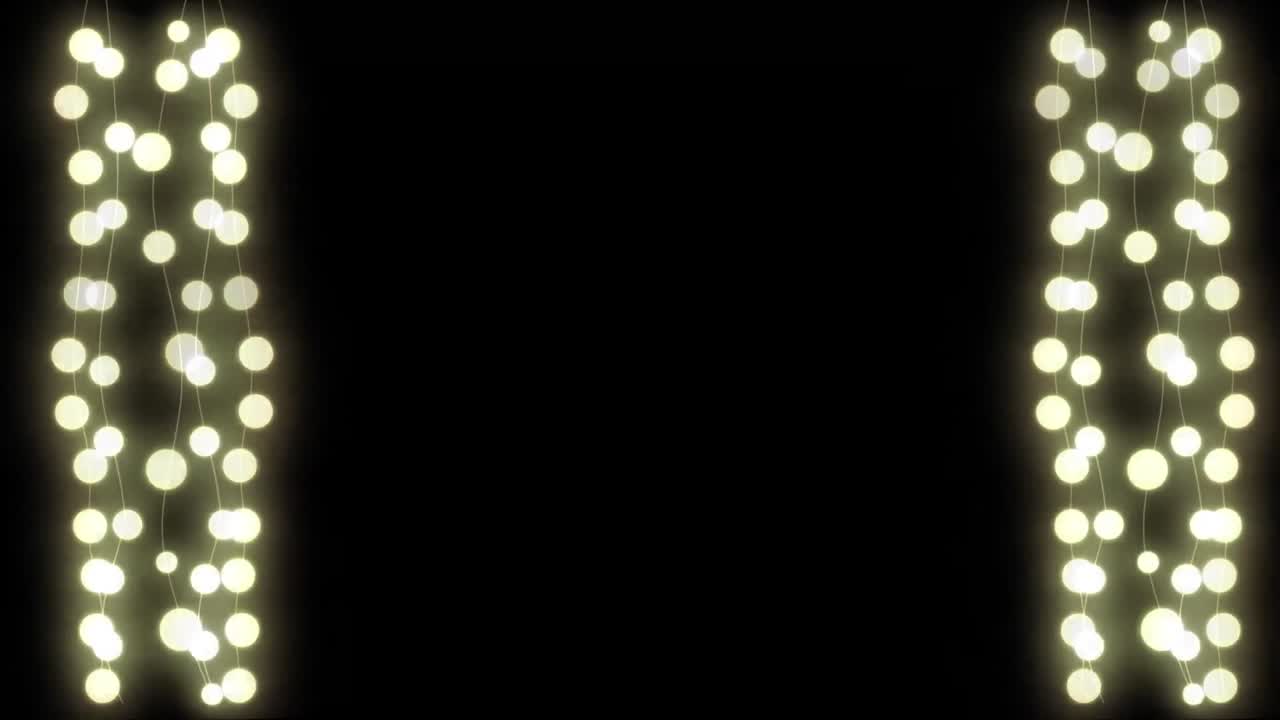 animación de luces de hadas brillantes con espacio de copia en fondo negro