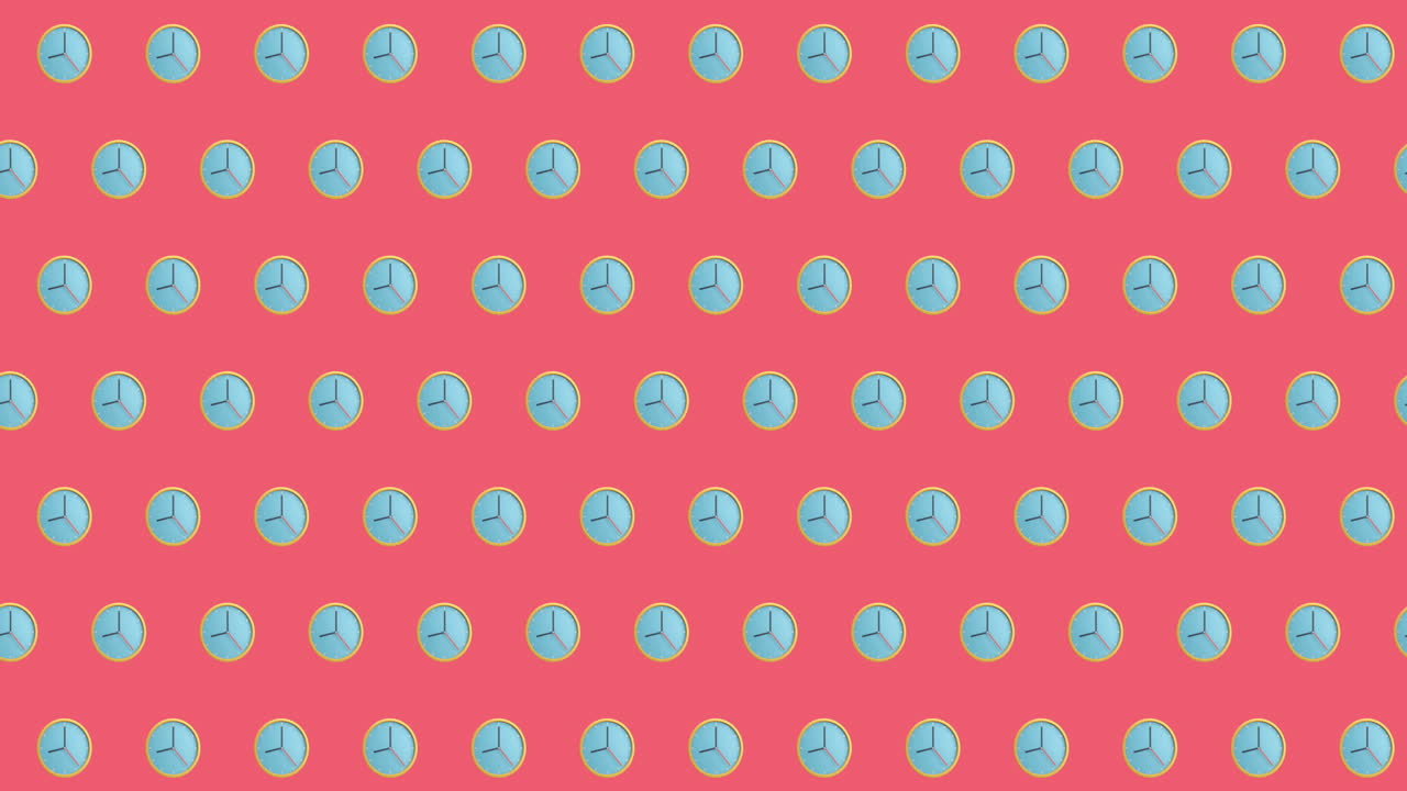 animación de filas de patrón de reloj moviéndose en fondo rojo