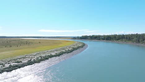 aerial footage of the kenai river in soldotna, alaska