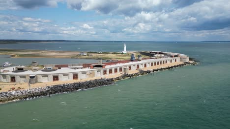 Hurst-Castle-Hampshire-UK-drone,-aerial-tourist-attraction