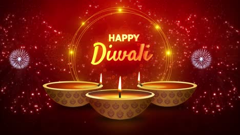 4k loop traditional diwali festival background diya lamps garland of light bulbs and decorations on