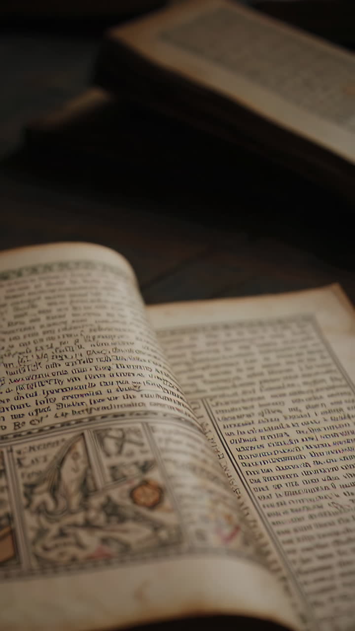 Antique Books and an Old Library Interior