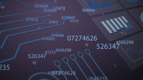 animation of numbers changing over integrated circuit on black background