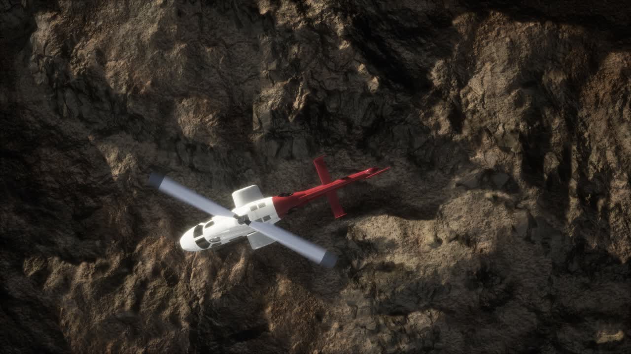 helicóptero en cámara lenta sobre el desierto rocoso