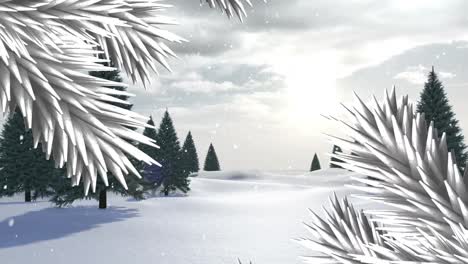 Animation-of-snow-falling-over-winter-scenery