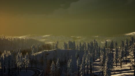 fog and snow on mountain