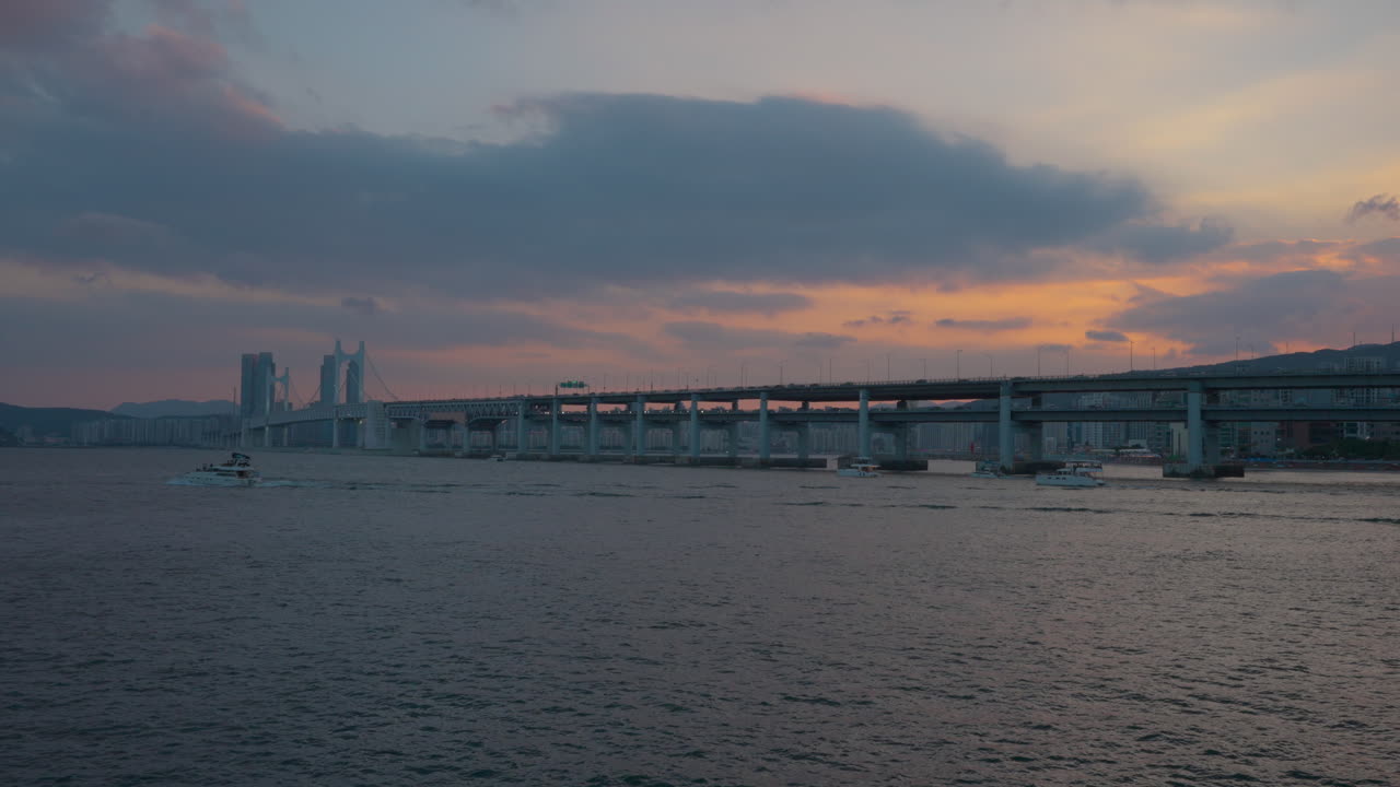 Gwangandaegyo or Diamond Suspension Bridge During Blue Hour in Busan