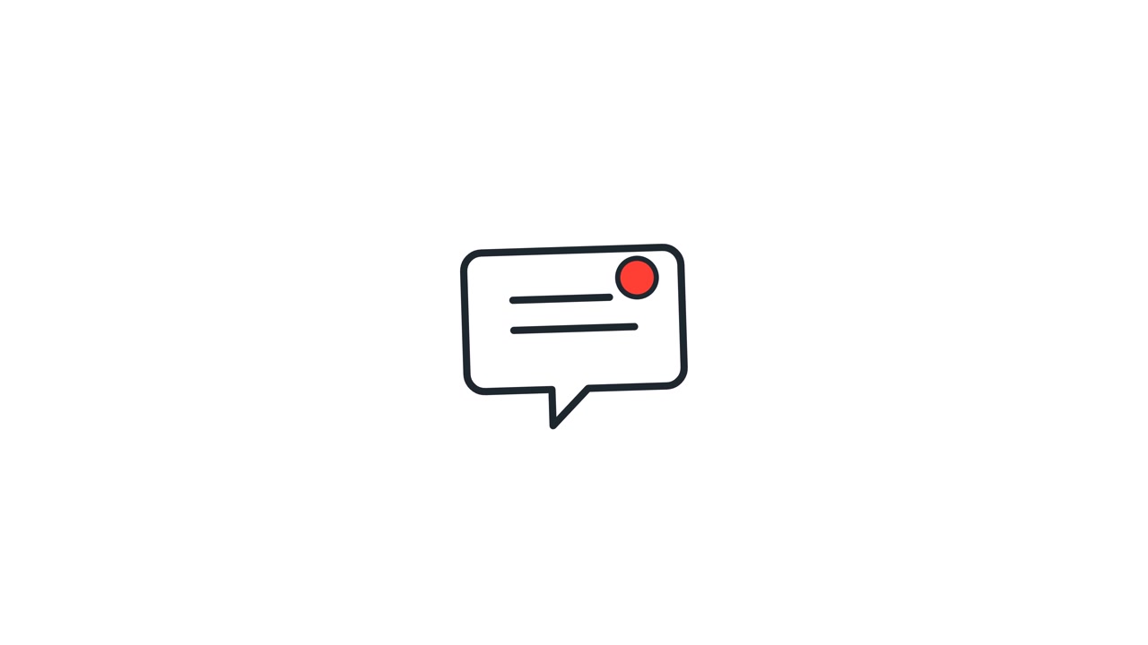 Icona animata di fumetto di chat con badge di notifica