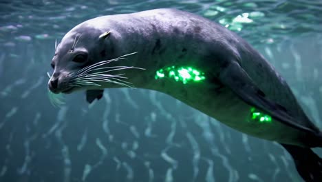 seal swimming underwater in aquarium