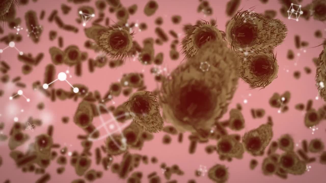 ⁇ 은 배경 위에서 움직이는 세포의 애니메이션