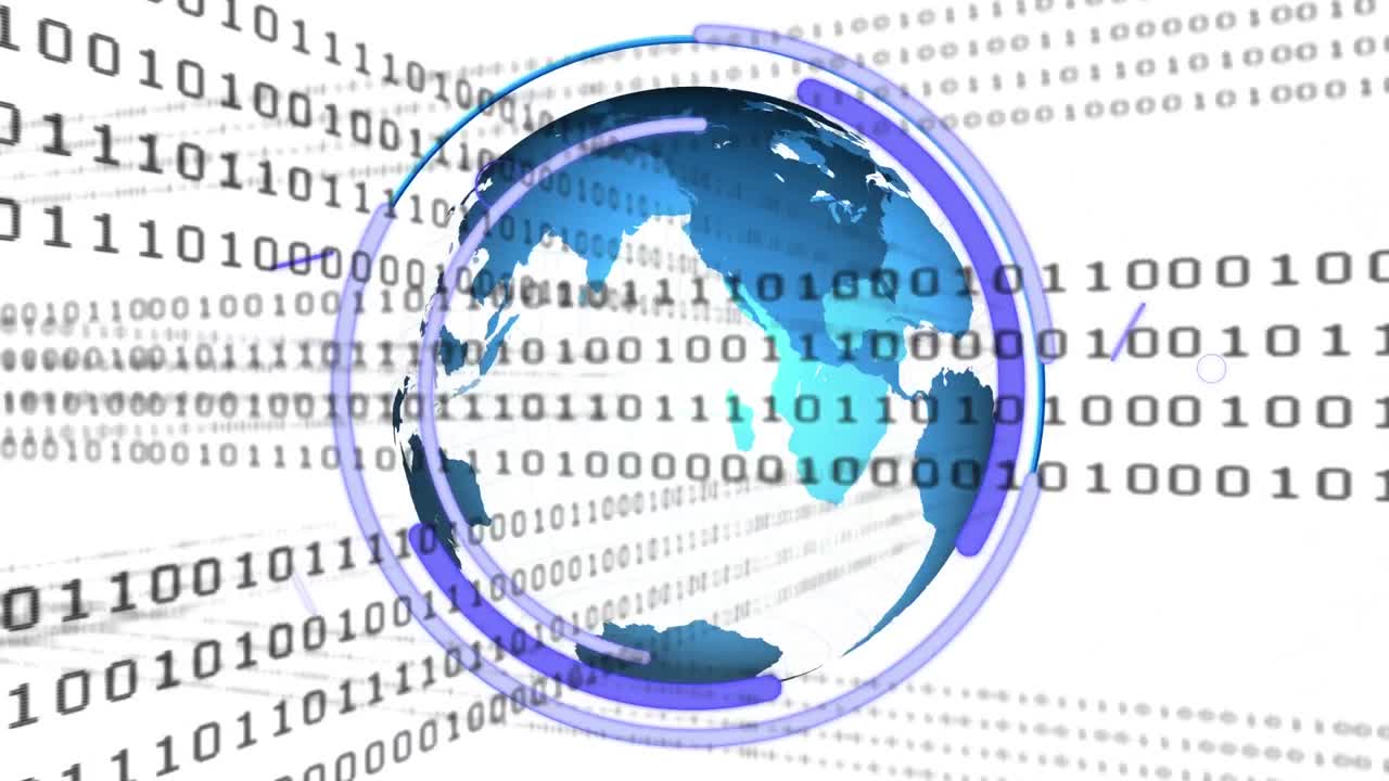 este video muestra un globo azul girando sobre un fondo blanco.