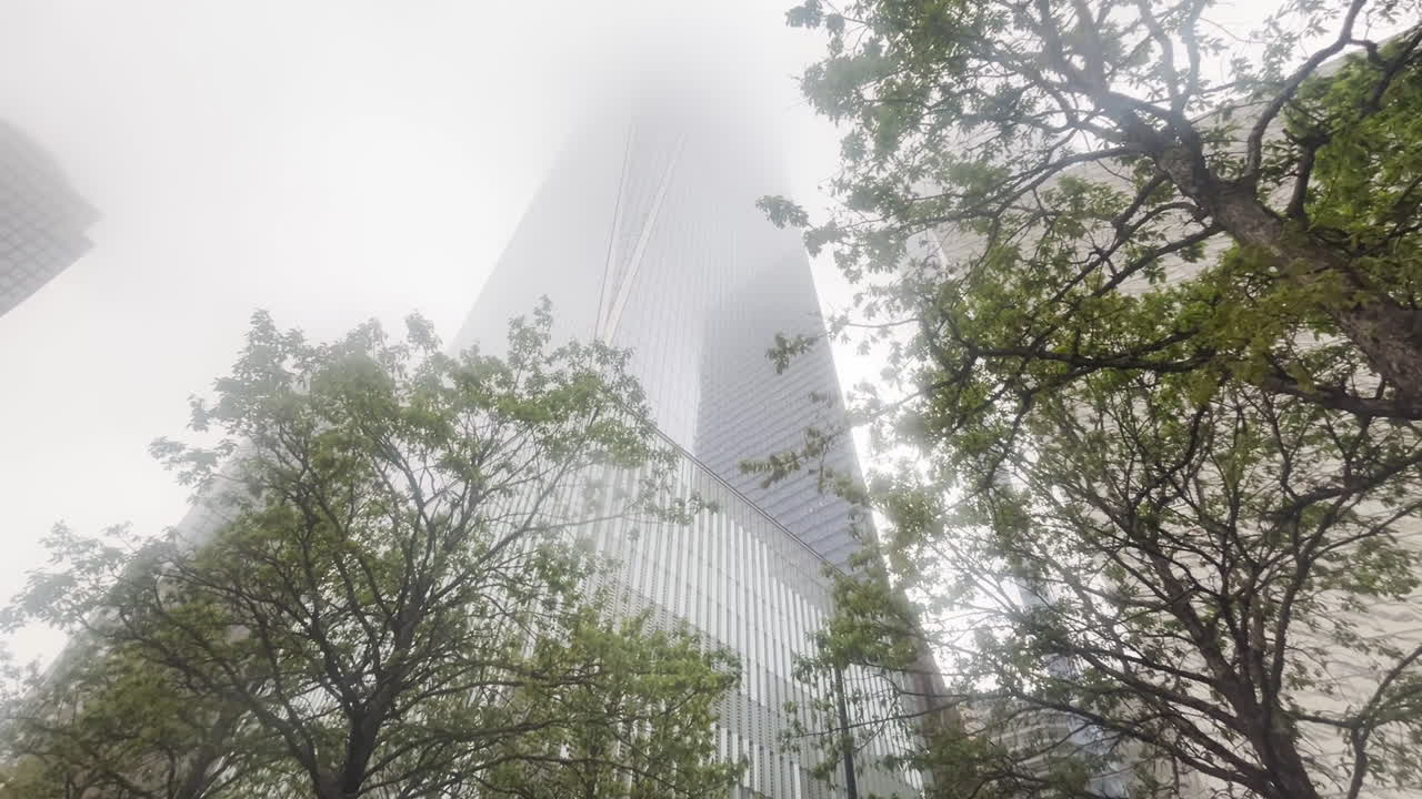 One World Trade Center in morning fog
