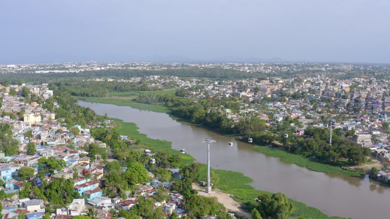 Cable car over Ozama river at Santo Domingo, Dominican Republic