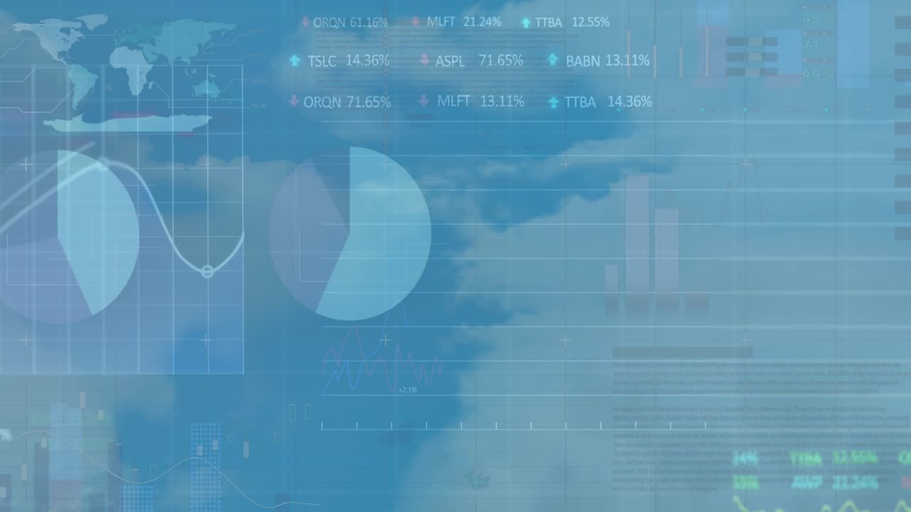 Animation of data processing over clouds