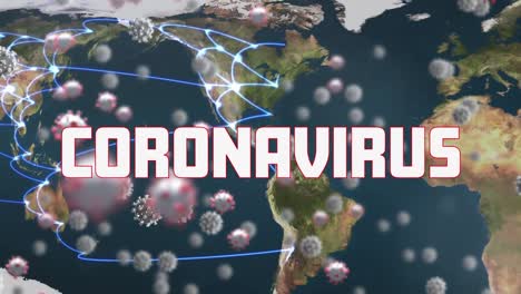 coronavirus text against spinning globe