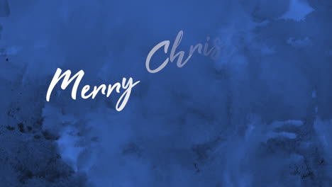 animation intro text merry christmas on blue fashion and minimalism background with watercolor