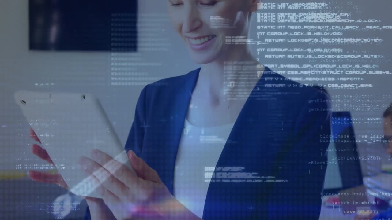 animación del procesamiento de datos sobre diversas personas de negocios en la oficina