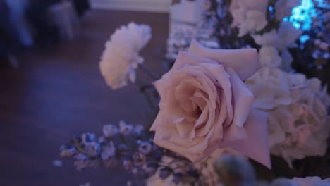 close up of bunch of fresh white roses at wedding reception