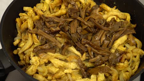 cooking chicken stroganoff with mushrooms