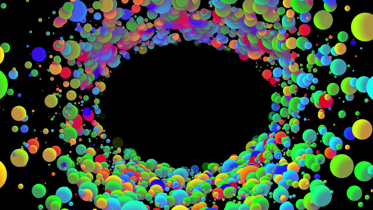 2d 평면 스타일의 아름다운 다채로운 공과 함께 4k 루프 무결한 추상적인 배경은 기름에 페인트 거품처럼 부드럽게 움직입니다.