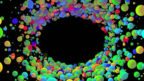 4k bucle fondo abstracto sin costuras con hermosas bolas multicolores en estilo plano 2d se mueven suavemente como burbujas de pintura en aceite. luma mate como canal alfa. estructura circular con espacio de copia