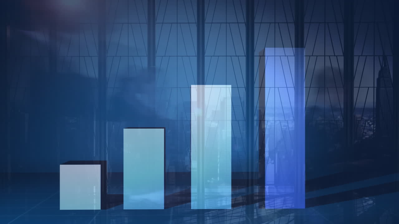 그래프와 도시 풍경으로 빠르게  ⁇ 는 사람들