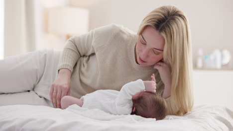 children, love and a mother on the bed