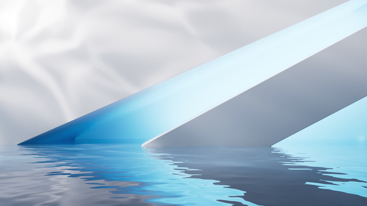 물 표면을 가진 밝은 방, 3d 렌더링